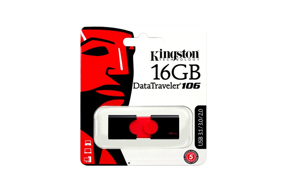 MEMORIA USB 16GB DT106 KINGSTON ROJO