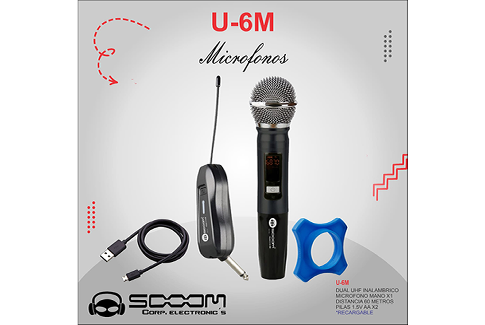 Microfono Profesional Sooom U-6M Inalámbrico
